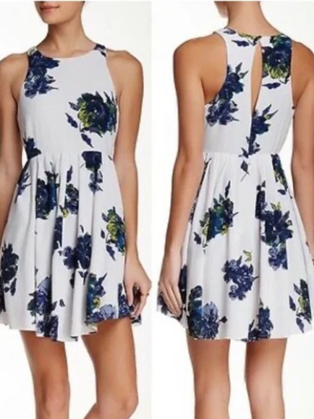 Free People Flutter By Pleated Mini Dress in Floral Cloud Combo Size 6